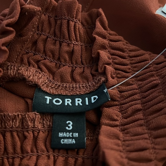 Torrid Smocked Neck Midi Dress | Terracotta Ruffle Sleeve | Size 3 (22/24) - Picture 4 of 5